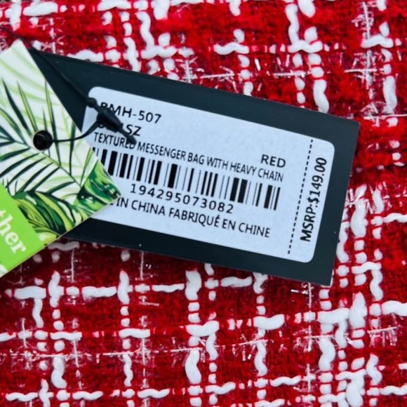 Badgley Mischka Red and White Tweed Women's Bag - Picture 3 of 3